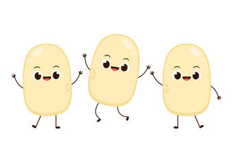 Soybean character design. Soybean on white background.