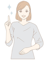指をさしている女性（パステルカラー）