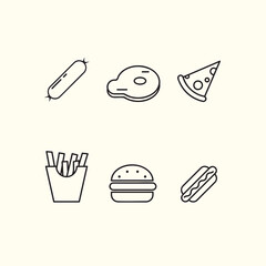 Fast Food Outline Simple Icon Pack in EPS 10