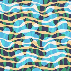 Hand drawn abstract modern seamless pattern. Smooth lines. Modern trendy colorful illustrations.