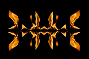 Fire flames on black background.