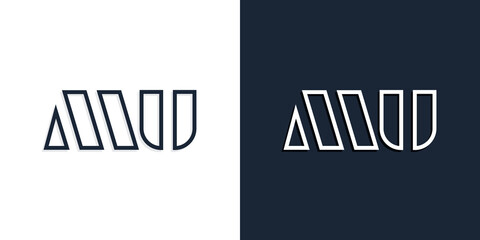 Abstract line art initial letters MU logo.