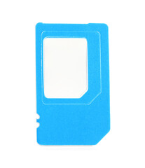 Modern light blue SIM card isolated on white