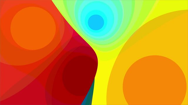Cartoon background abstract liquid animation. Blue yellow red gradient. Good for intro, titles, opener, presentation, etc... Seamless loop.
