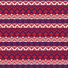 Red Christmas Fair Isle Seamless Pattern Background