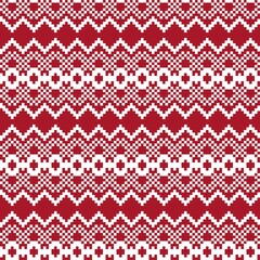 Red Christmas Fair Isle Seamless Pattern Background