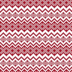 Red Christmas Fair Isle Seamless Pattern Background