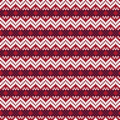 Red Christmas Fair Isle Seamless Pattern Background