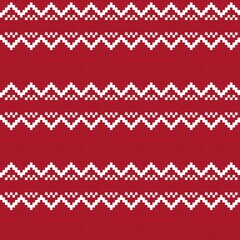 Red Christmas Fair Isle Seamless Pattern Background