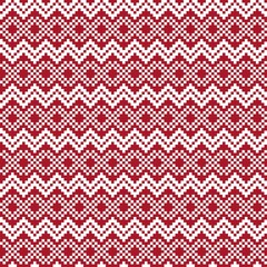 Red Christmas Fair Isle Seamless Pattern Background