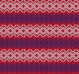 Red Christmas Fair Isle Seamless Pattern Background
