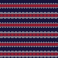 Red Christmas Fair Isle Seamless Pattern Background