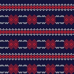 Red Christmas Fair Isle Seamless Pattern Background