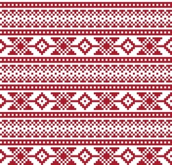 Red Christmas Fair Isle Seamless Pattern Background