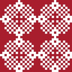 Fototapeta premium Red Christmas Fair Isle Seamless Pattern Background