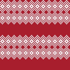 Red Christmas Fair Isle Seamless Pattern Background