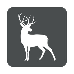 Silueta de ciervo en cuadrado de color gris