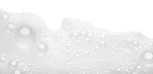Soap foam or shampoo Soap foam texture or shampoo surface with bubble for white background. White Foam bubble from soap on top view.
