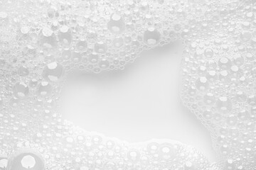 Soap foam or shampoo Soap foam texture or shampoo surface with bubble for white background. White...