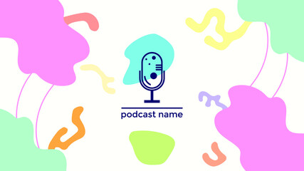 ABSTRACT TEMPLATE PODCAST MICROPHONE FLAT COLOR LIQUID DESIGN BACKGROUND VECTOR. GOOD FOR COVER DESIGN, BANNER, WEB,SOCIAL MEDIA