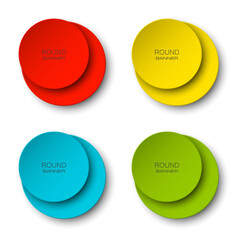 Special Round Offer. Vintage Sticker. Origami paper infographic colorful banners set. Annotation circle buttons. Advertising Design shape. Speech talking cloud. Vector label tag.