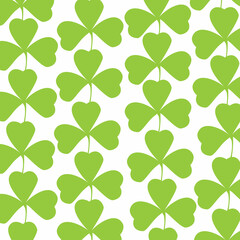 Vector seamless clover pattern with three leaf. 