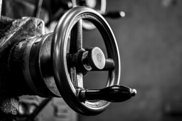 Part of a metalworking machine in close-up