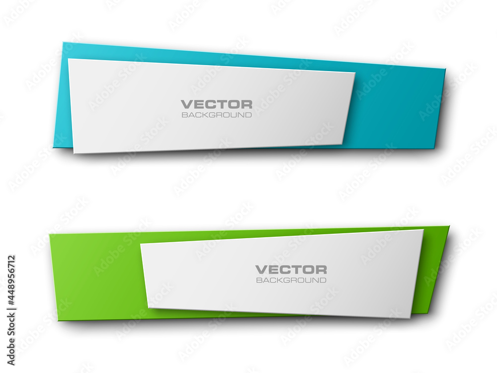 Poster vector abstract ribbon banner. the two original rectangular band banners form background. the flat b