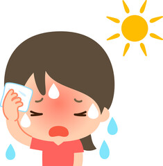 屋外でたくさん汗をかいている若い女性