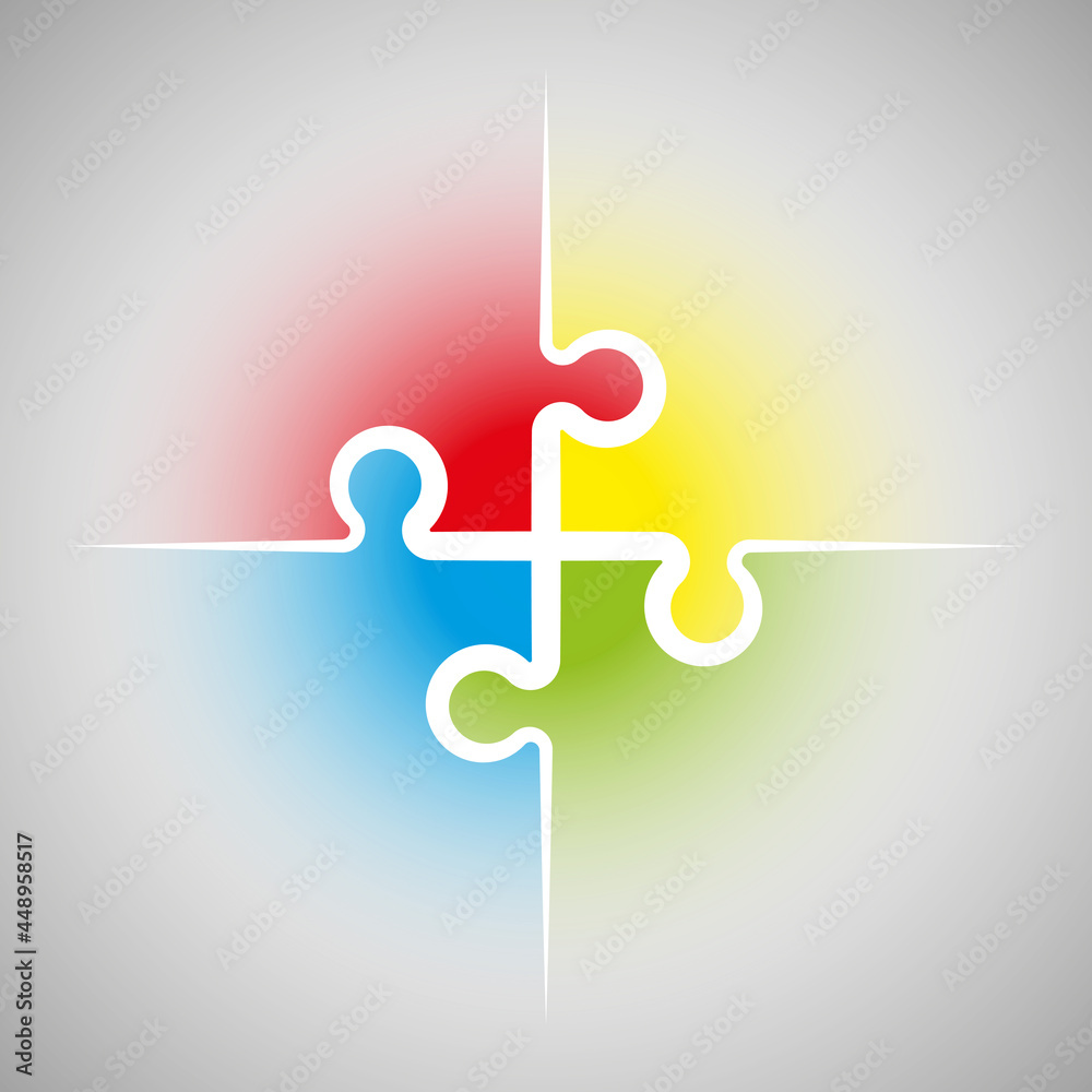 Aufkleber abstract flat design concept with puzzle illustration on background collection