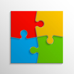 Simple puzzle four piece business presentation. Circle puzzle outline infograph. 4 Step contour process diagram. Section line compare puzzle banner.