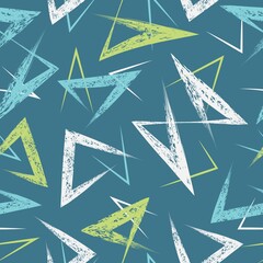 Abstract seamless pattern with grunge paint brush stroke. Colorful intricate smears on turquoise background. Modern grunge texture. Perfect for sportswear, sporting goods