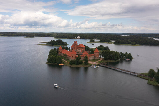 Landscape with the image of Trakai castle.