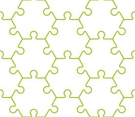 Seamless hexahedron puzzle pattern. Hexagon puzzle piece wallpaper template. banner presentation.