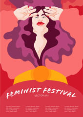 Vector Illustration Event poster for festivals. Entertainment parties. Feminist, female power. Grlpower events