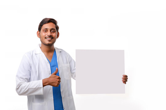 healthcare, profession and medicine concept - Young indian male