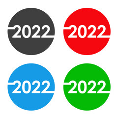 Feliz Año Nuevo. Logotipos con número 2022 en círculos de varios colores