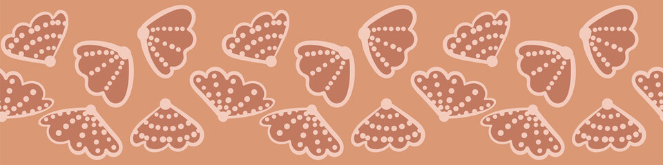 A terracotta sea shells horizontal vector border