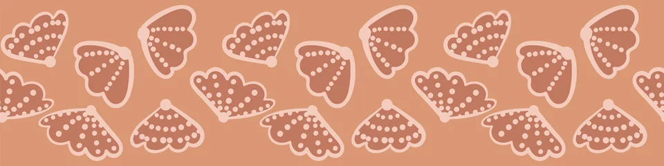 Meubelstickers A terracotta sea shells horizontal vector border © rysunki.malunki