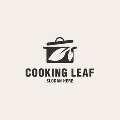 Cooking leaf logo template on monogram style