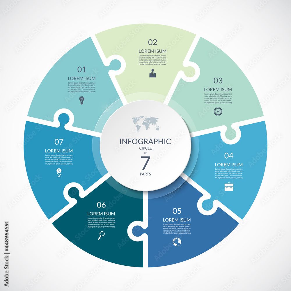 Canvas Prints vector infographic puzzle circular template. cycle diagram with 7 parts, options. can be used for ch