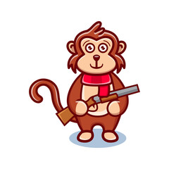 cute bear cartoon animal holding a shotgun