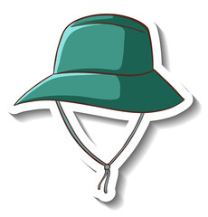A sticker template with a green bucket hat isolated