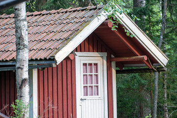 Naklejka premium old wooden bergafjärden, sweden,sverige, norrland