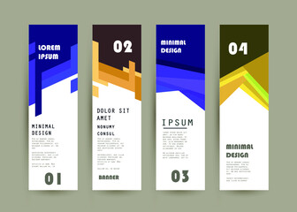 Abstract geometric pattern background for brochure cover design. Blue, yellow, red, orange, pink and green vector banner template