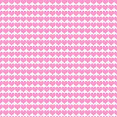 Cute pink heart wallpaper tiled full frame for background, romantic mood concept, love day and wedding.