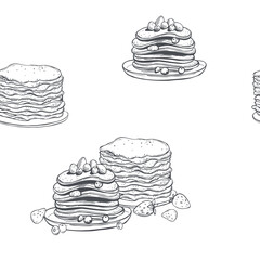 Pancakes . Vector pattern.