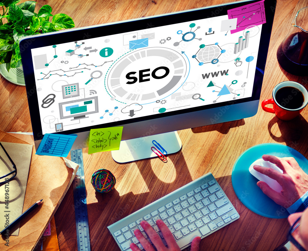 Wall mural searching engine optimizing seo browsing concept