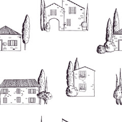 Vector pattern with  houses of Tuscany.