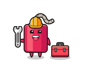 Mascot cartoon of dynamite as a mechanic